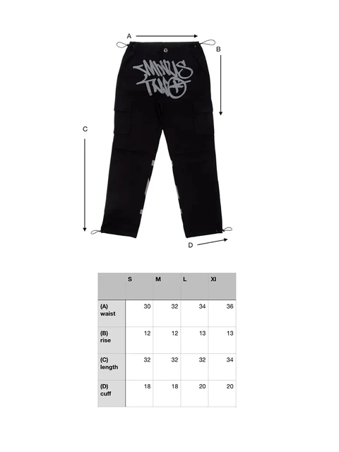 Minus Two Cargo Y2k Rhinestone Graphic Cargo Pants Black Pant 