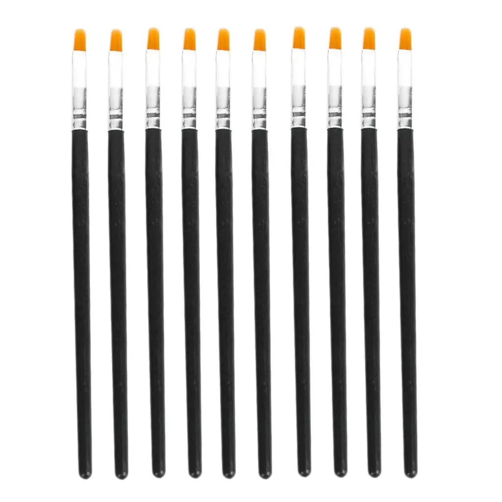 10 Paint Brushes Set with Synthetic Hair, Wooden Handle, Small Brush Bulk Kit, Acrylic Painting for Kids, Children, Students
