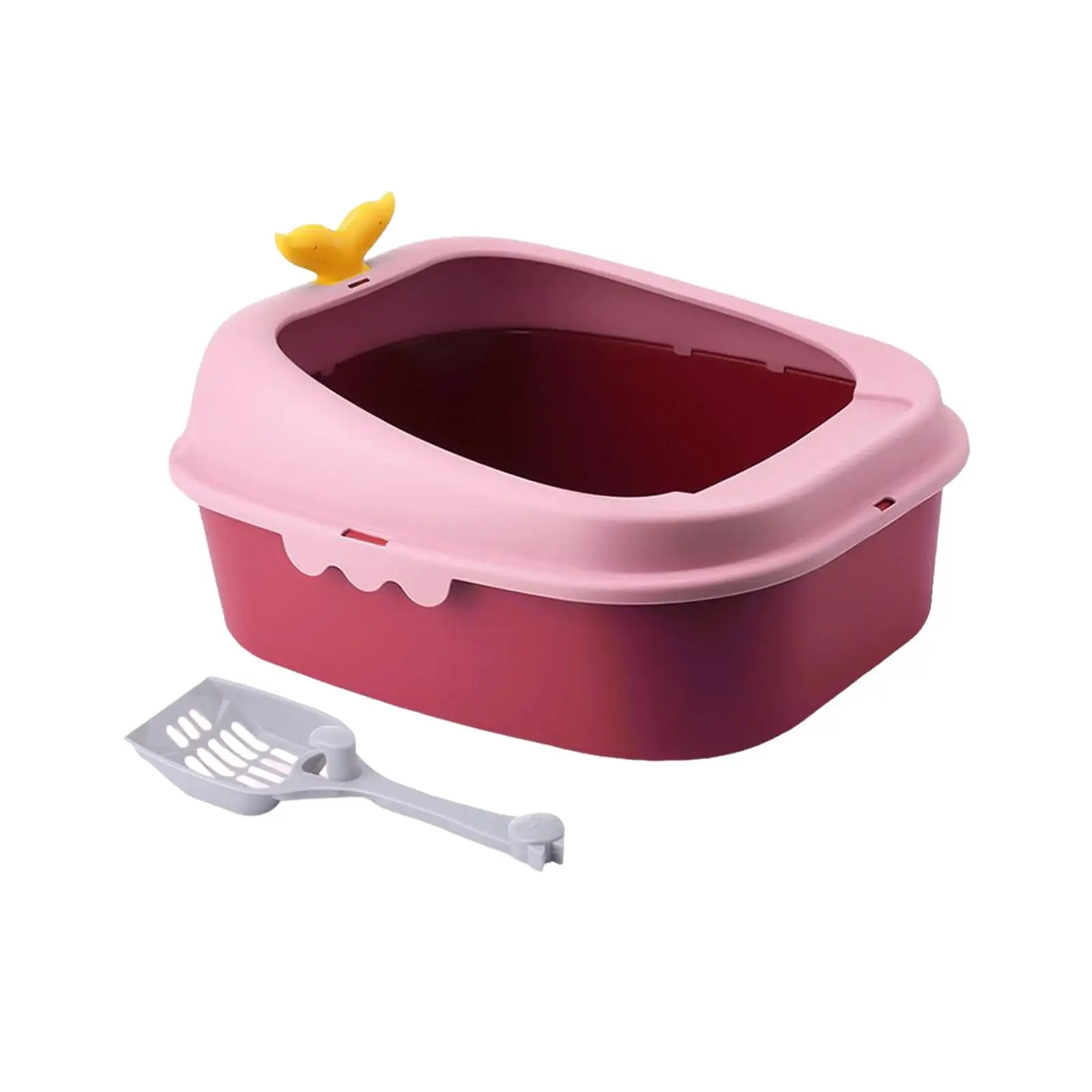 Cat Litter Box Open Top Pet Litter Tray Privacy Kitten Potty Toilet for Indoor Cats Rabbit Small Pets to Clean and Assemble