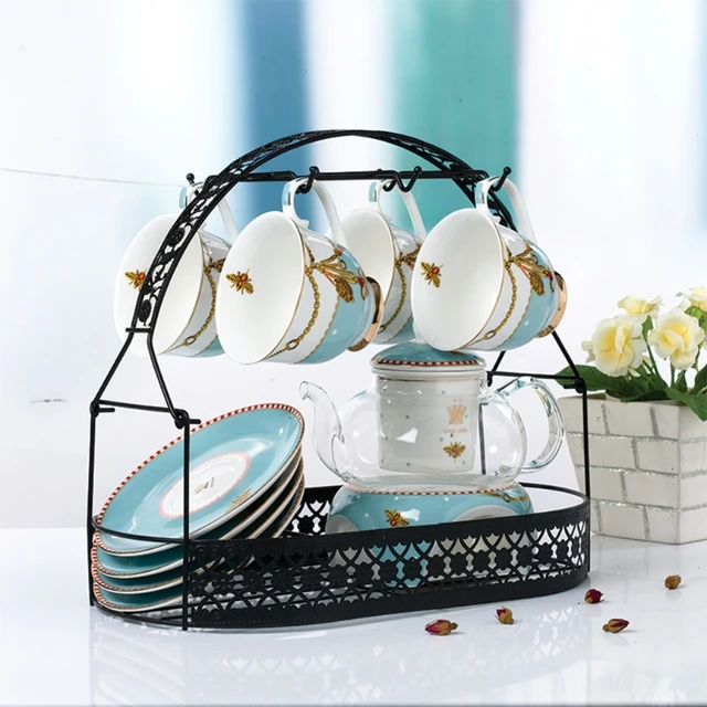 Mug Holder Coffee Cup Holder Tea Set Stand Dishes Organizer Wrought Iron  Storage Drying Rack for Kitchen Living Room Home Decor - AliExpress