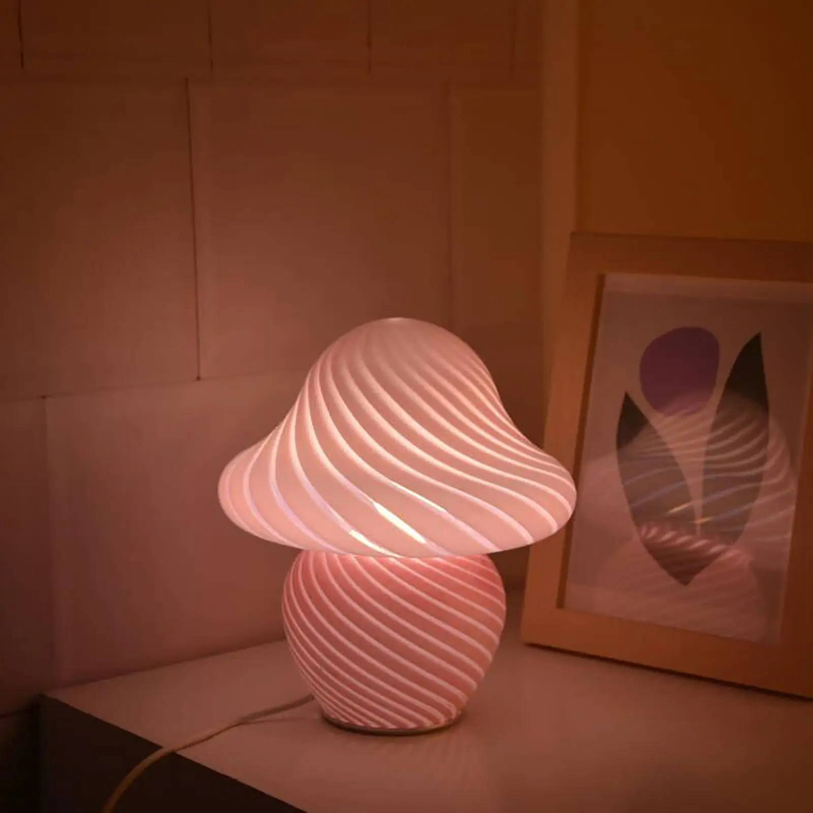 LED Glass Night Light Mushroom Light USB Night Lamp Adjustable Bedroom Bedside Table Lamp