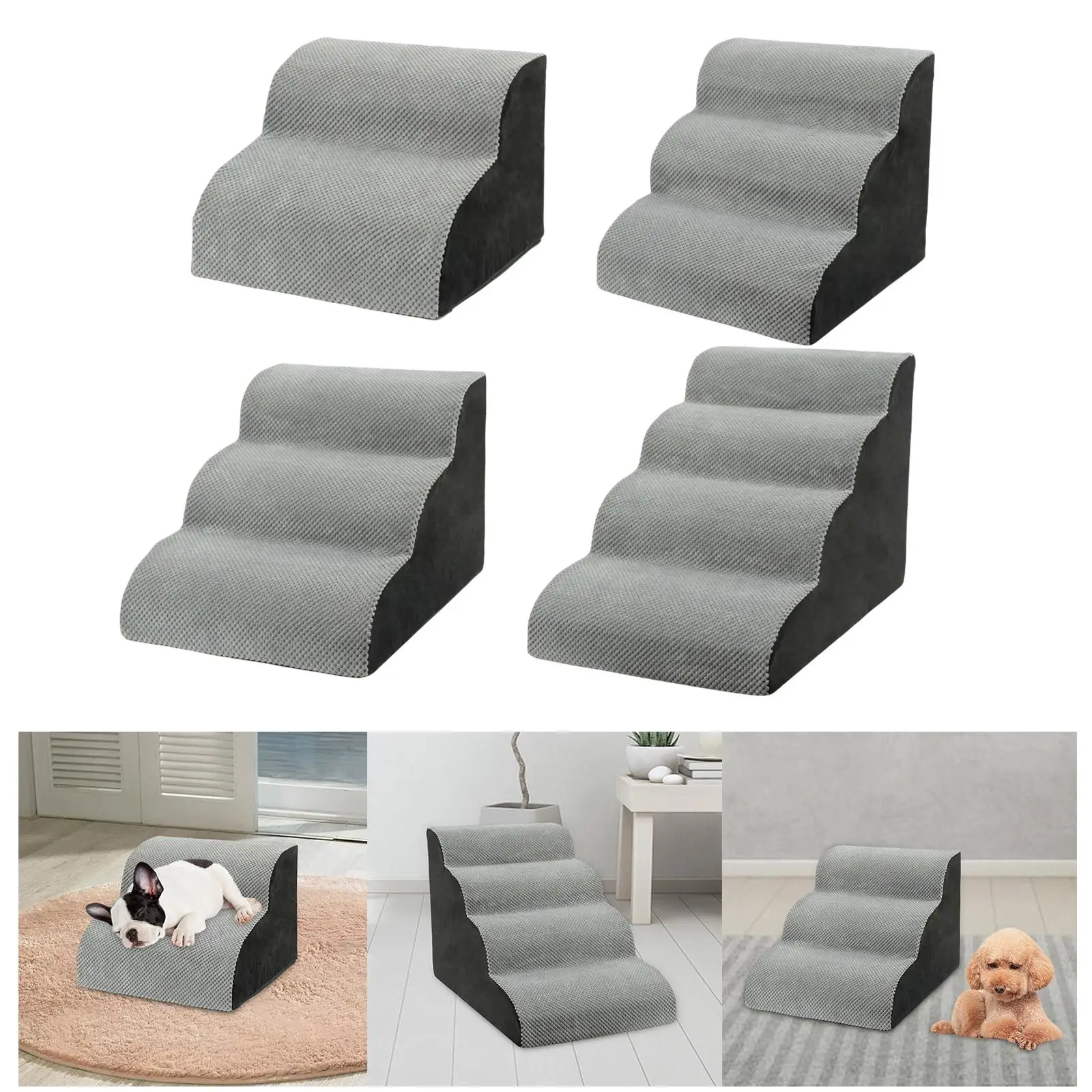 Comfortable Dog Stairs Dog Ramp Ladder Climbing Washable Cover Portable Slope Dog Bed Stairs Pet Stairs Older Dogs Couch Bed
