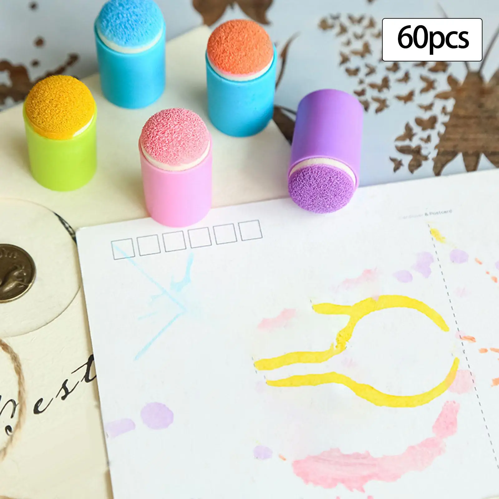 60 Pieces Finger Sponge Daubers for Art Crafts Applying Card Making DIY Scrapbook