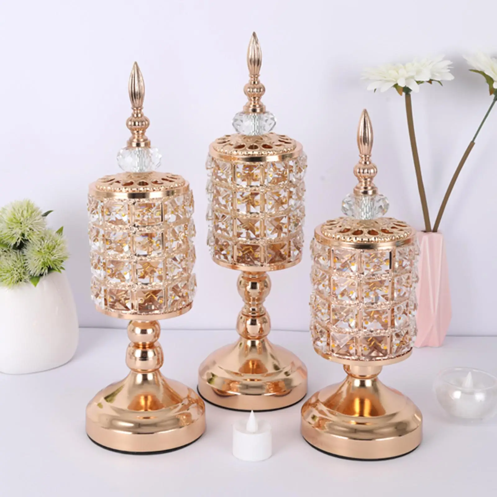 Decorative Crystal Candle Holder Romantic Luxury Elegant for Thanksgiving