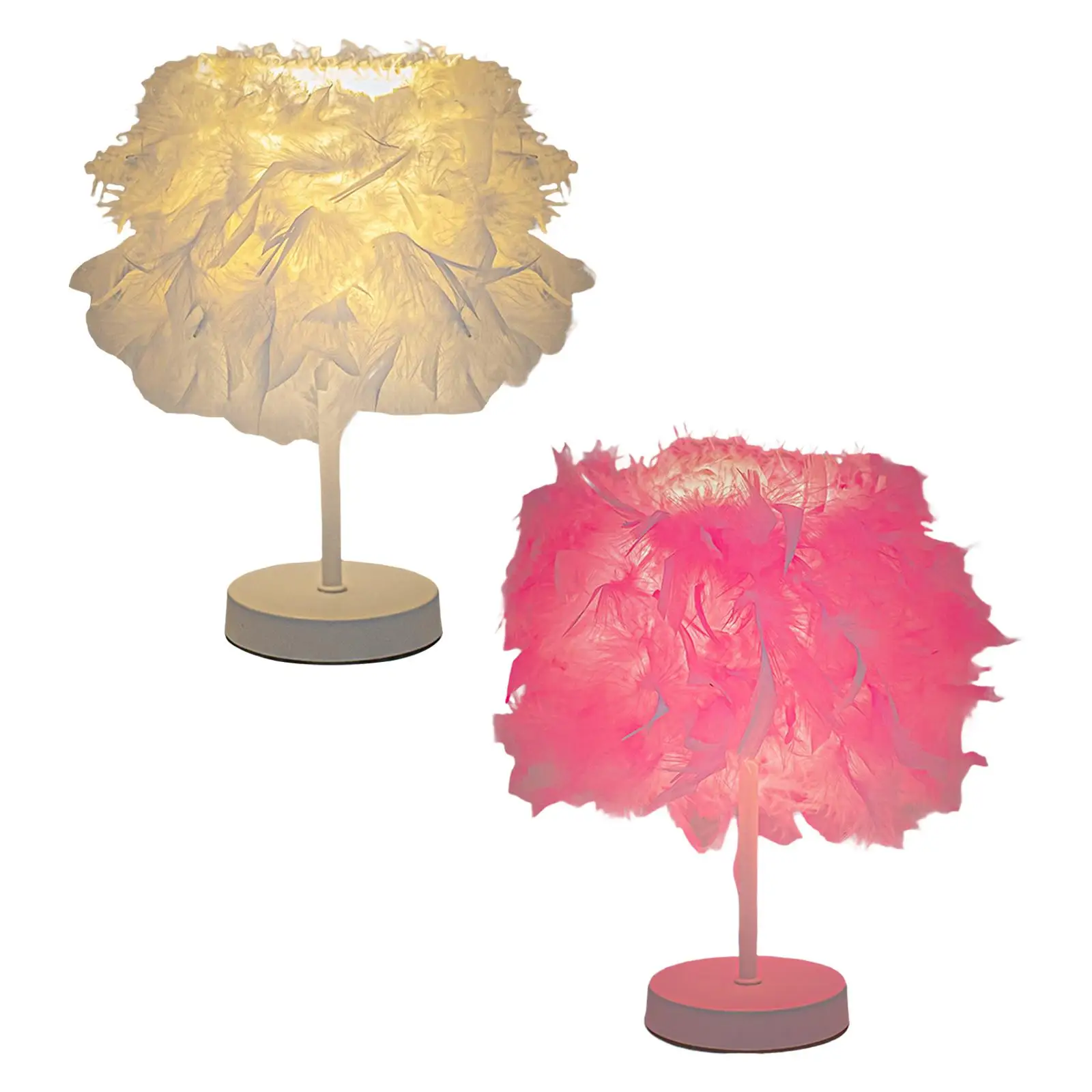 Romantic Feathers Table Lamp Decor Lantern Night Lights Desk Light for Guest Room Bedroom Wedding New Year Party