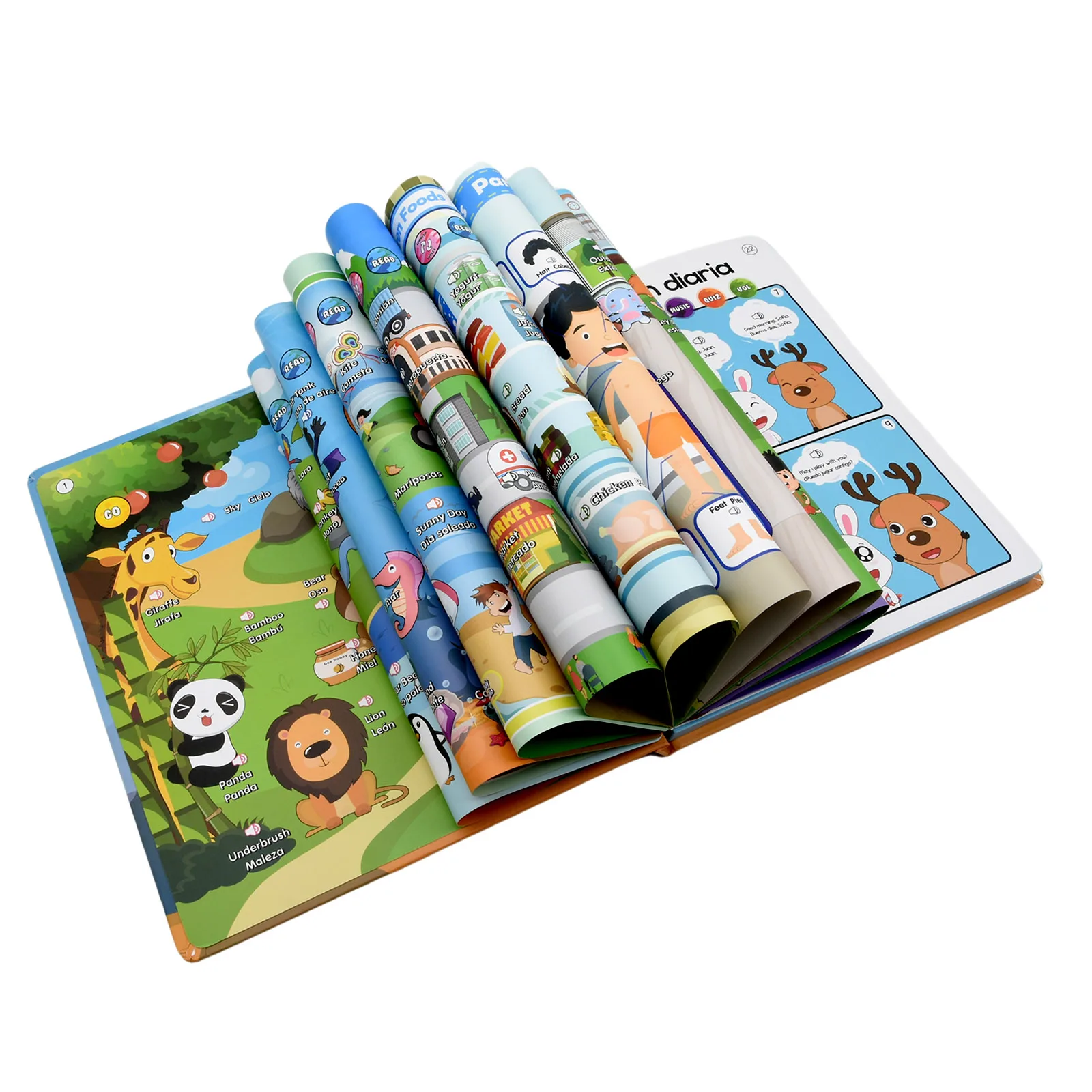 Montessori Spanisch Englisch Sprache Lernmaschine Elektronische Lesebücher Kleinkind Baby Lernspielzeug Multifunktions Ebook – Detail 5