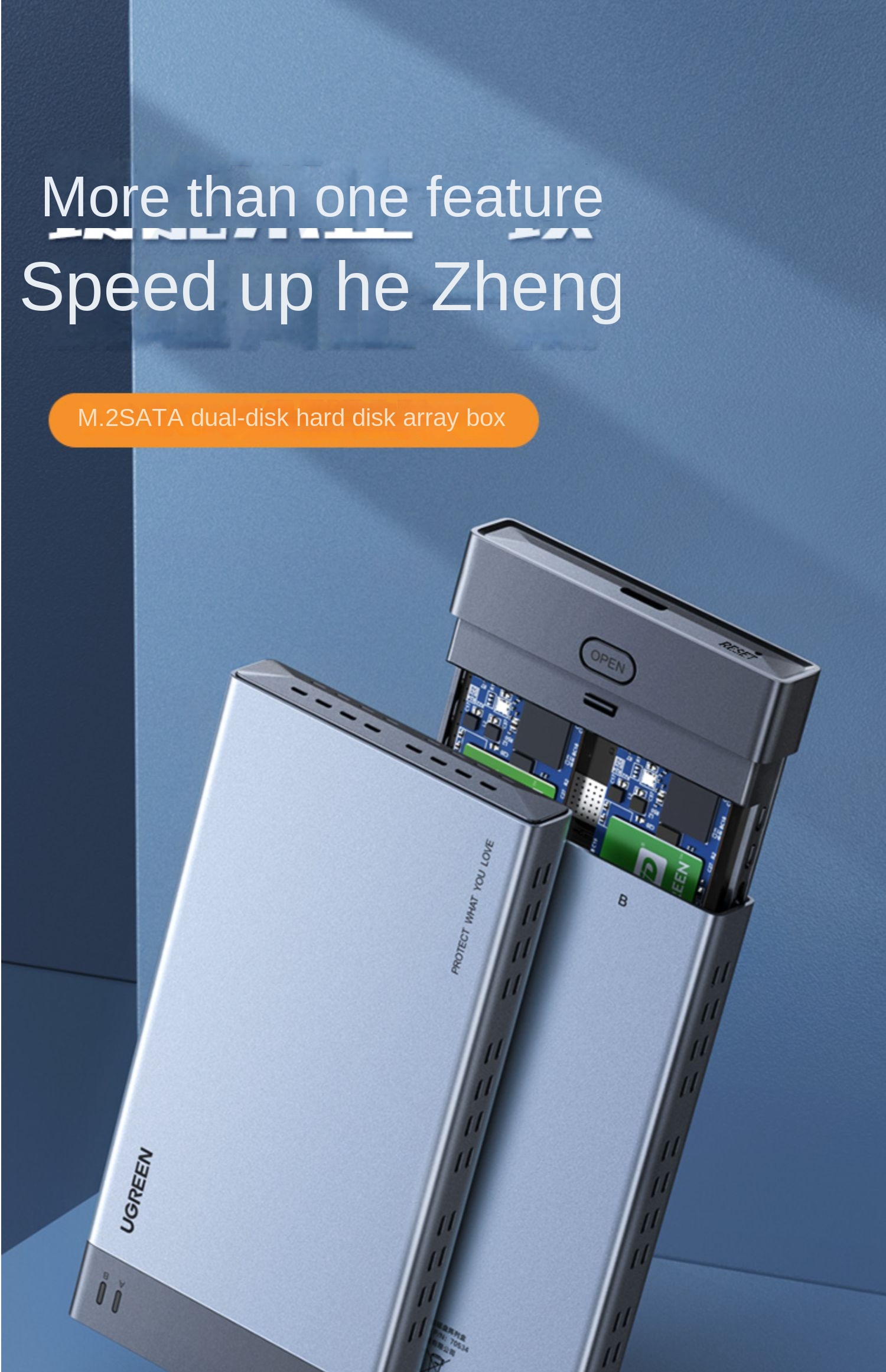 UGREEN Dual Bay 6Gbps M.2 NVME SSD Case State Drive Enclosure usb3