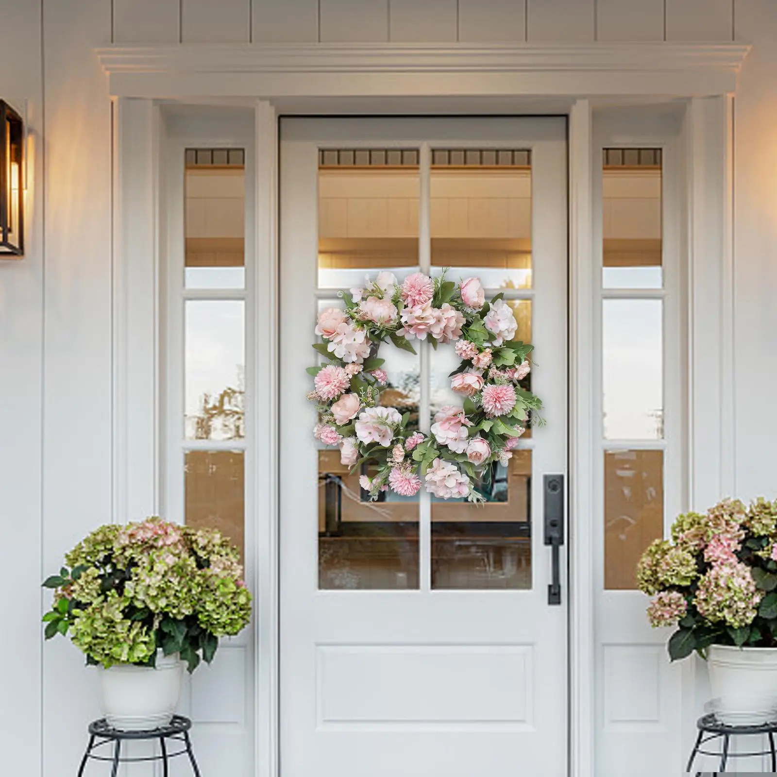Artificial Wreath Garland 45cm Housewarming Front Door Wreath Spring Summer Wreaths for Wedding Fireplace Office Party Window