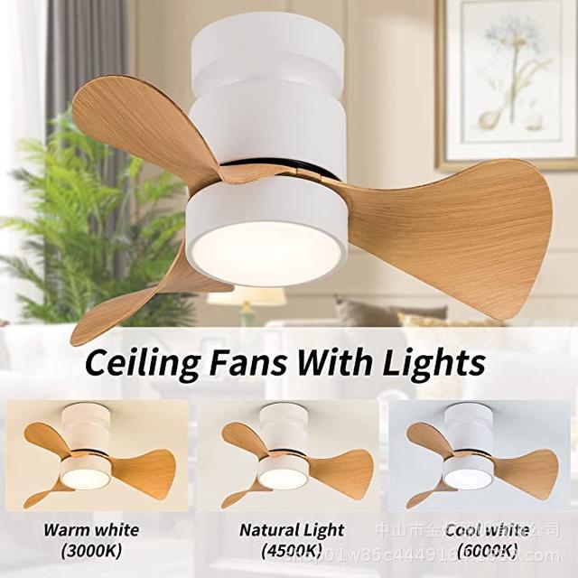 Ventilatore da soffitto con luce a LED e telecomando 3 colori illuminazione  6 velocità del vento lampadario silenzioso ventilatore in legno 20in per la decorazione  della stanza di casa - AliExpress