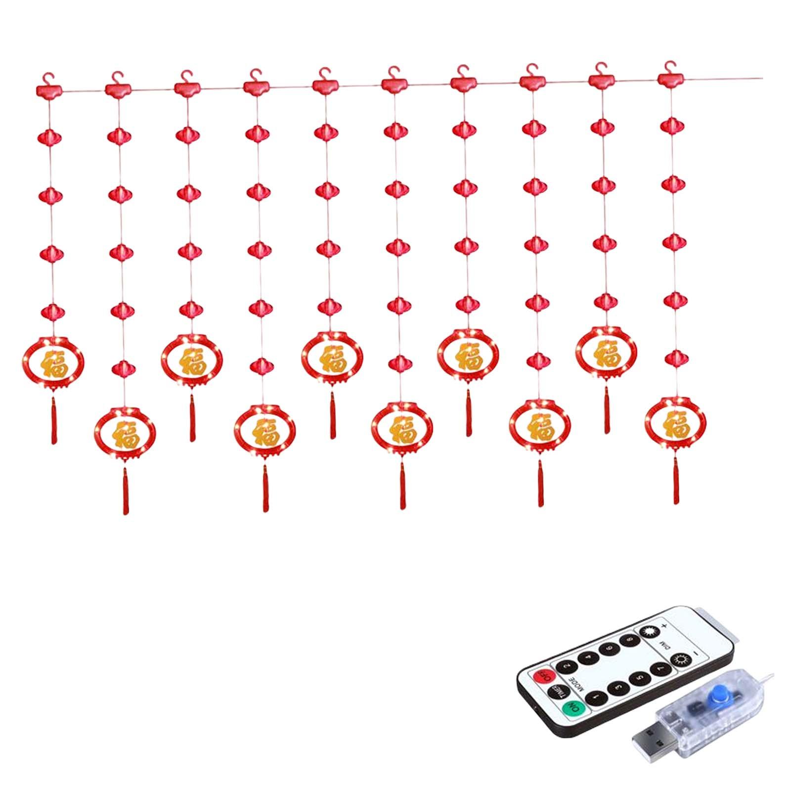 Spring Festival Hanging Lighting with Remote Control New Year LED Chain Lights for Home