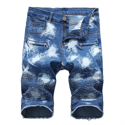 Summer Red Rose Embroidered Jeans Shorts Men's Fashion Casual Shorts Black Blue White Men Torn and Frayed Denim Shorts