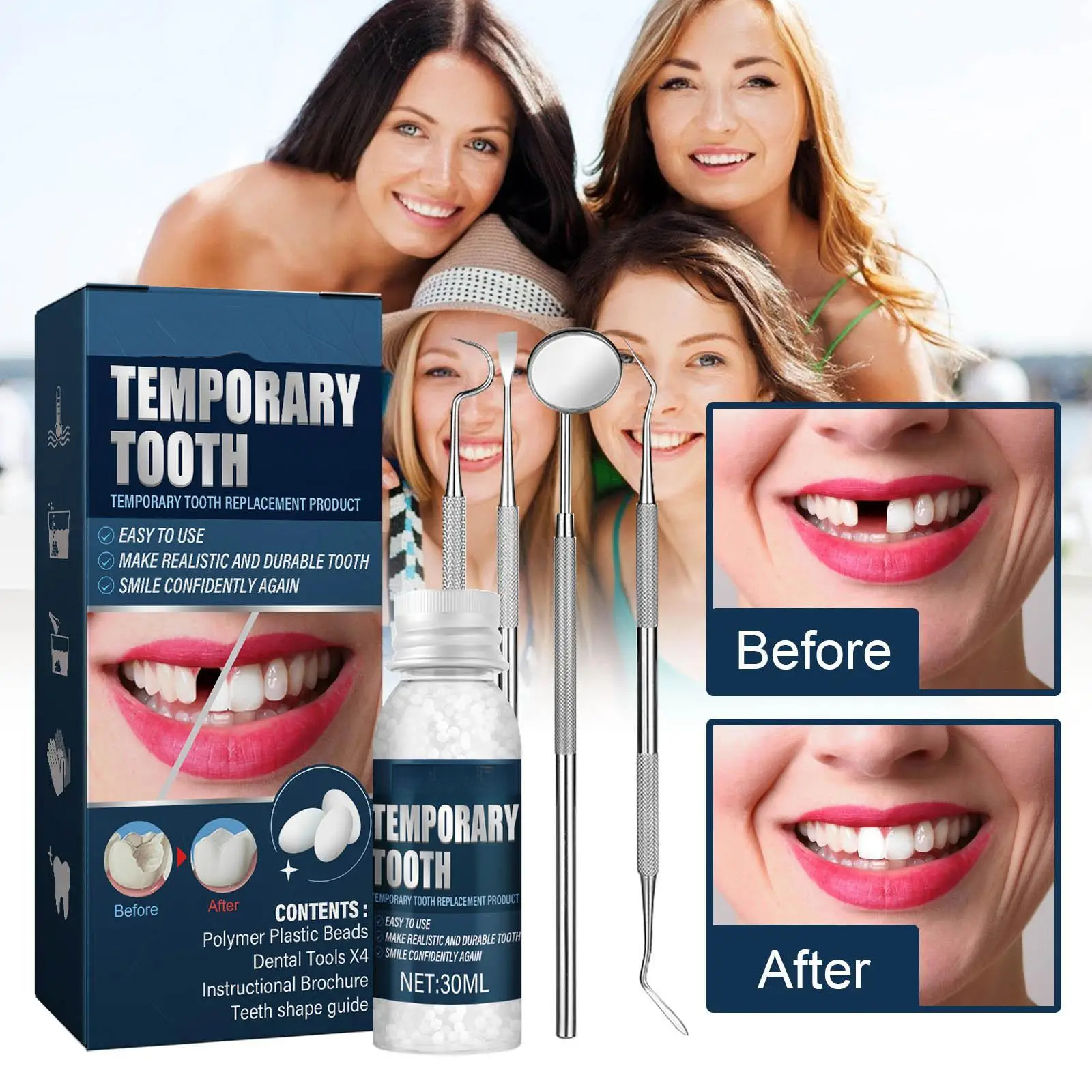 Best of Temporary Tooth Repair Kit Glue Denture Adhesive Set For Lost Fillings Moldable Tooth Filling False Teeth Tool Repair Kit Reviews & Tips