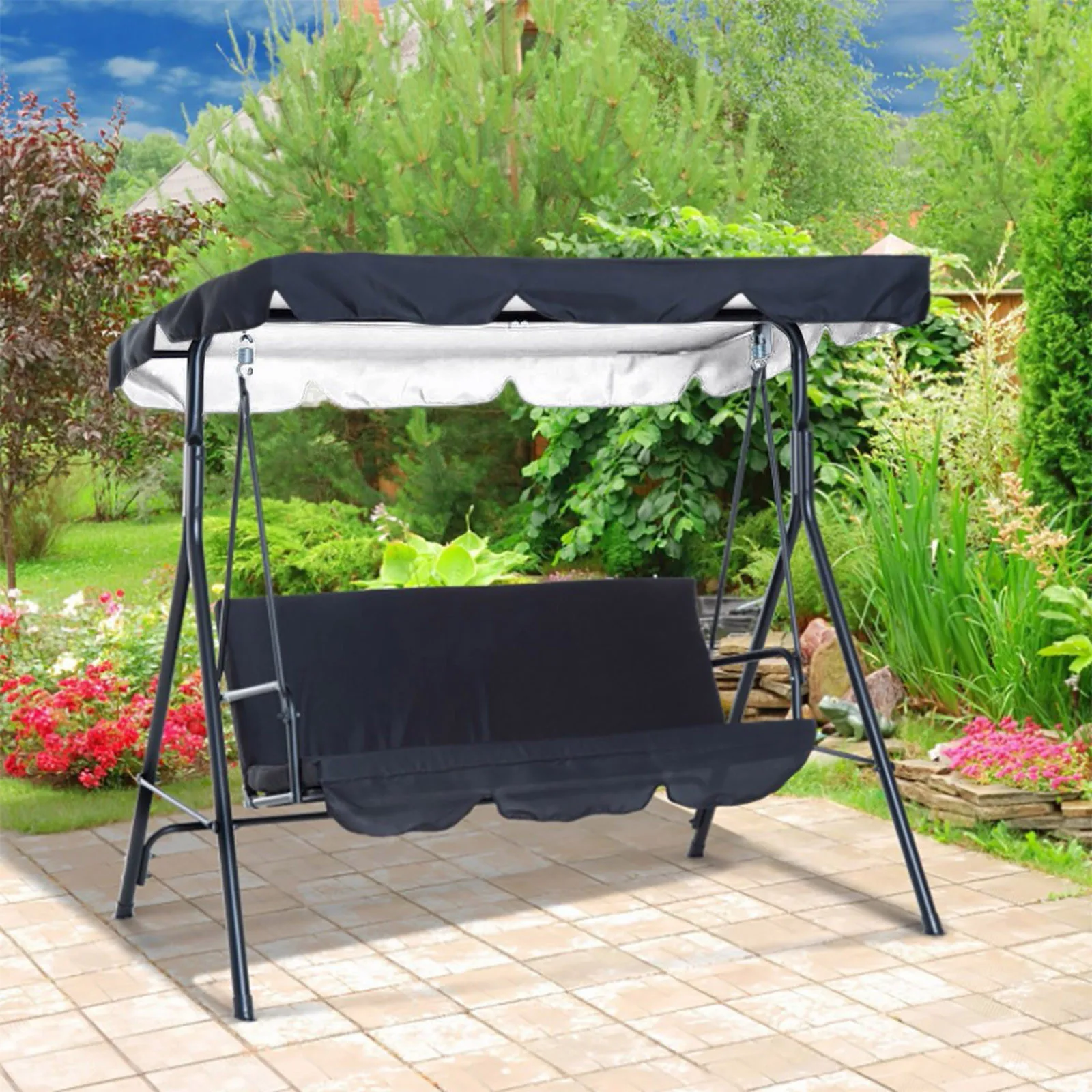 Swing Chair Cover Outdoor Garden Swing Pad Chair Seat Top Cover Sunshade Canopy Waterproof Replacement Chair Awning Cushion Seat