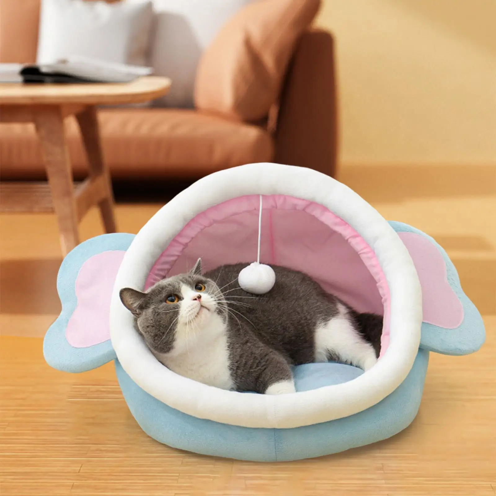 Semi Enclosed Cat Bed Pet Tent Cave Cat House Hut Kennel Small Dog Bed Kitten Bed Cute for Indoor Comfortable Soft Washable Warm