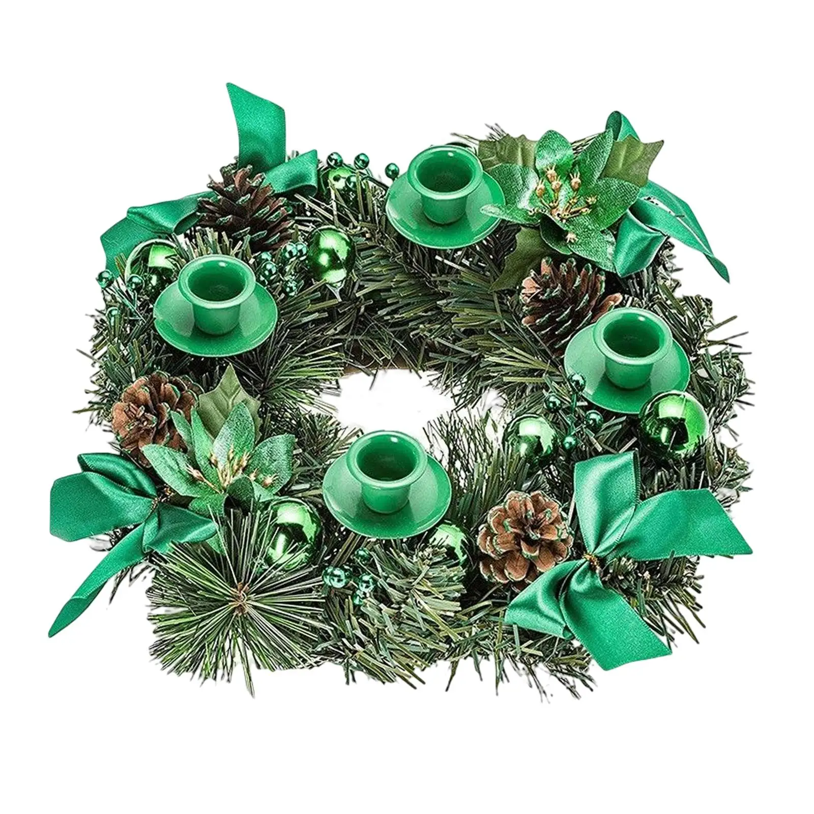 12inch Christmas Advent Wreath Candlestick Centerpiece Decorative with 4 Candle Cups Candles Holder for Home Dining Table Door