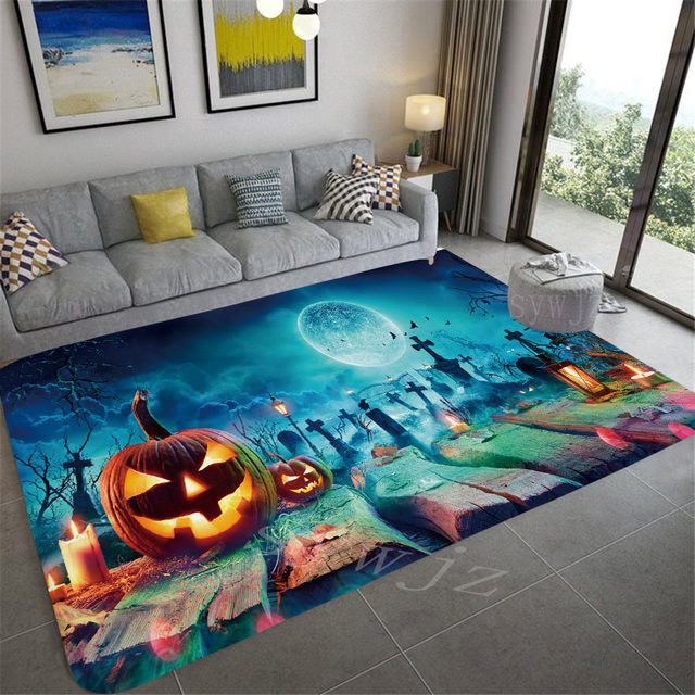 Halloween Rug, Pumpkin Rug, Blue outlet Rug - (80x150cm) 31,4x59,1 inches