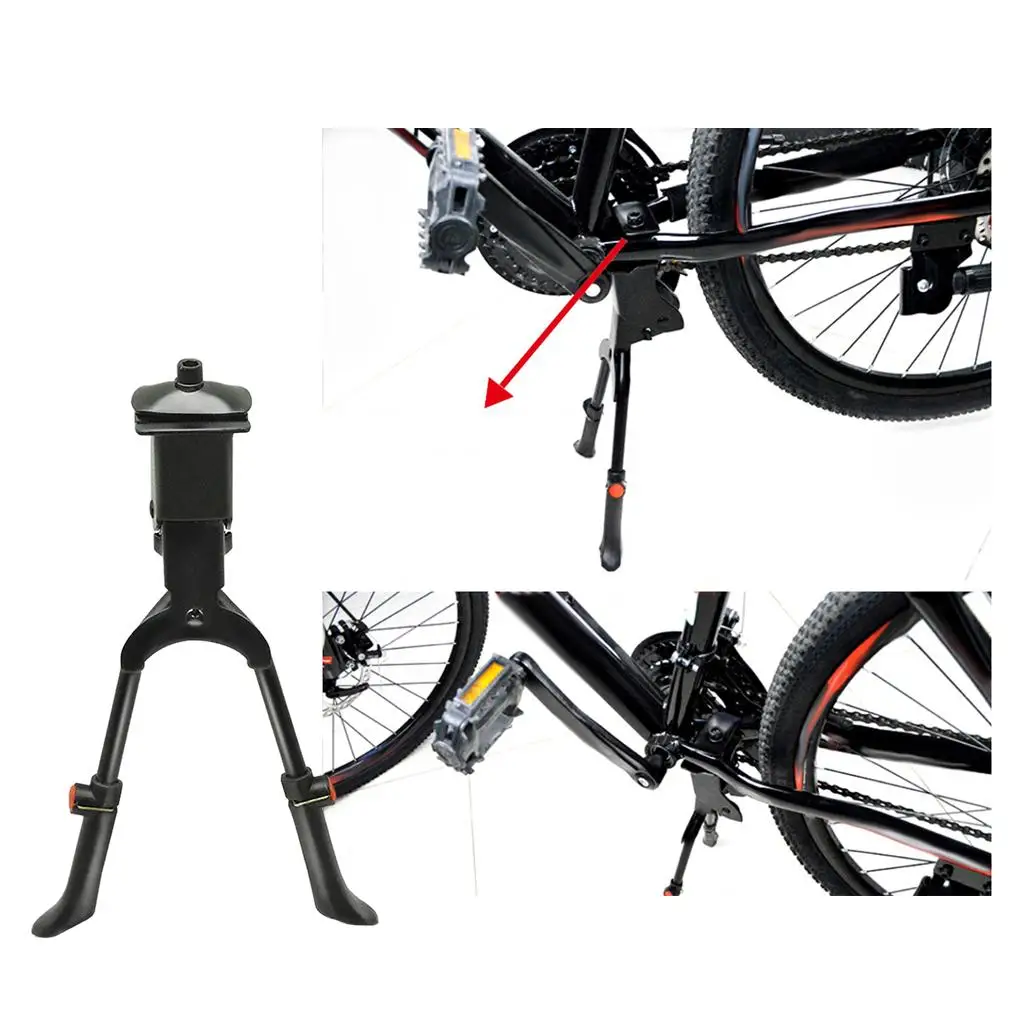 Center Mount Bike Kickstand Bicycle Stand Double Leg Foot Support Metal Parking
