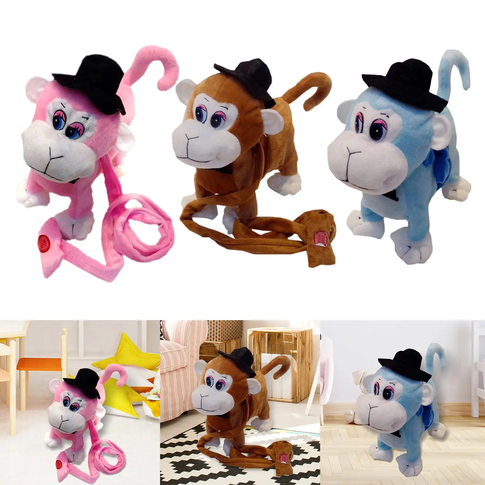 Electronic Pet Interaction Toy Walking Monkey Walking, Wagging, and Singing Soft Plush Toy for Boys Girls
