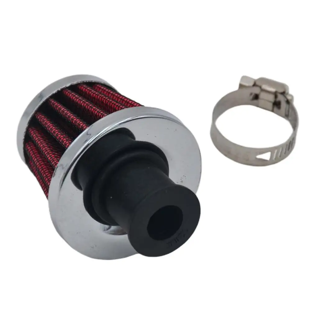 1x Red  Intake Crankcase Breather Filter Cover 2mm Universal