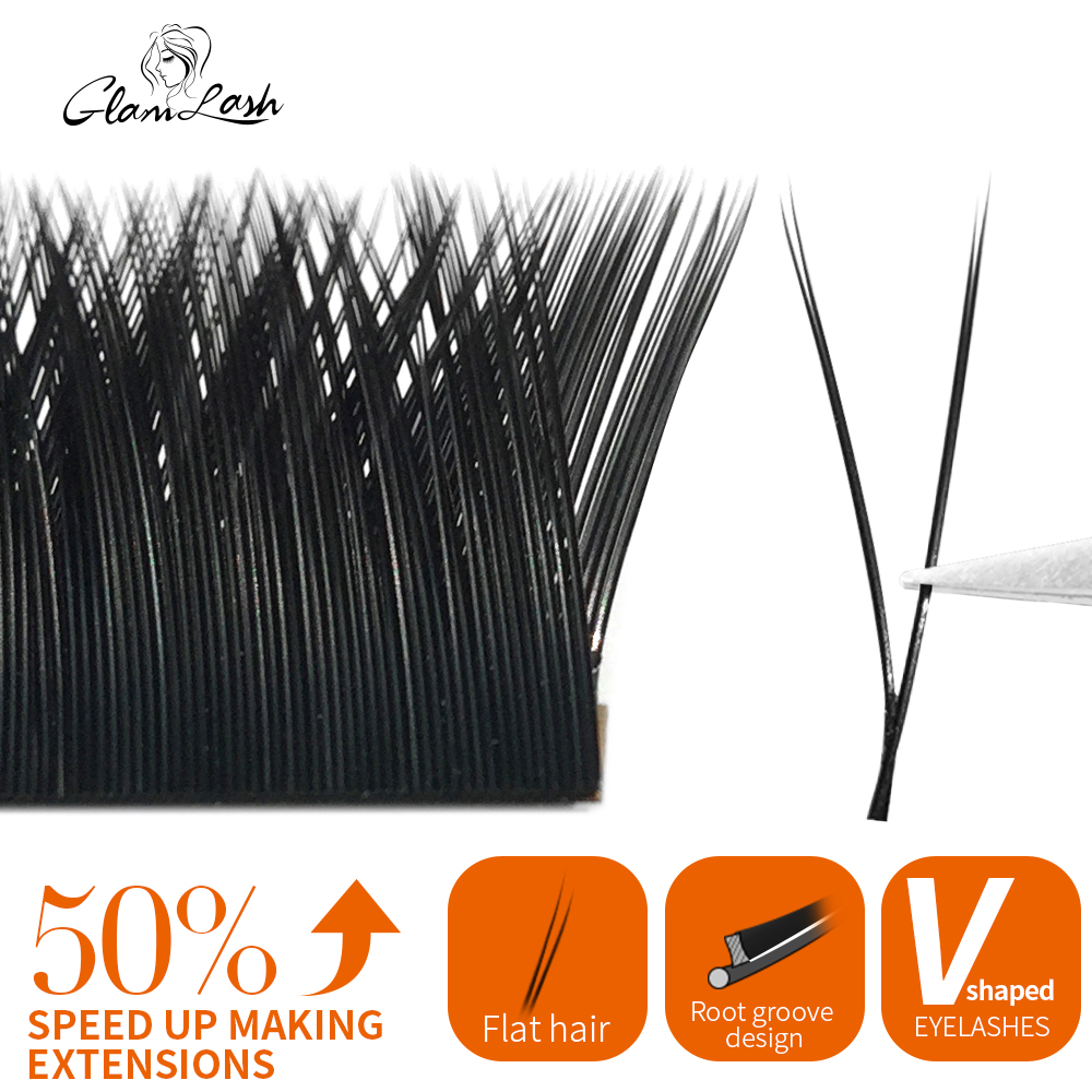 Best of GLAMLASH V Shape Auto-Fans 2D YY Eyelash Extension Soft Ellipse Flat Split Tips Premade Volume Premium Individual False Lashes Reviews & Tips