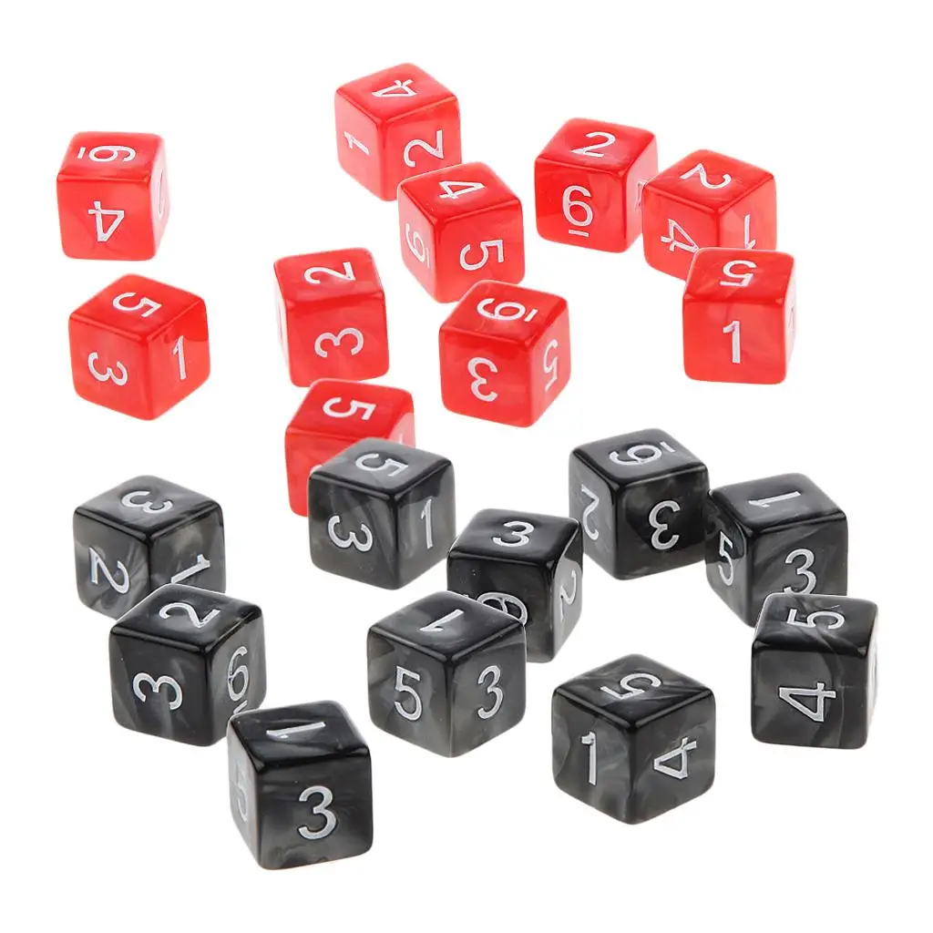 20Piece Six Sided Dice D6 for Playing D&D RPG Party Game Black and White