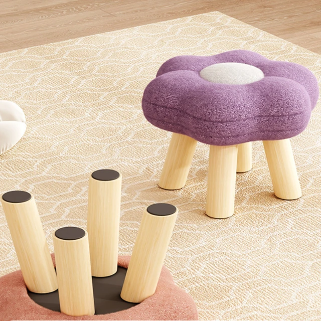 Small Foot Stool with Wood Leg for Living Room, Reposapiés Bedroom Kitchen  Ottoman Foot Rest Under Desk Cute Flower Footstools발판 - AliExpress