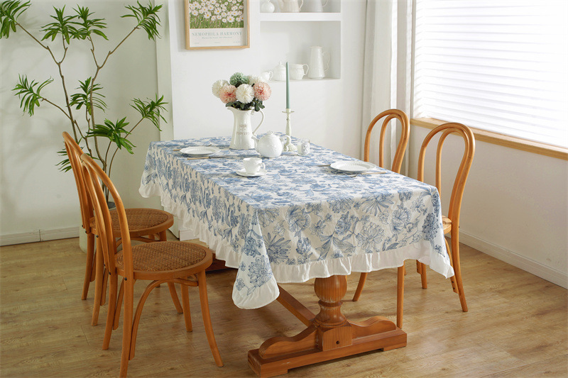 Description Picture 4 of itemCotton Celadon Ruffle Embroidery Celadon skirt Tablecloth for Home Dining Coffee wedding party Table Decor