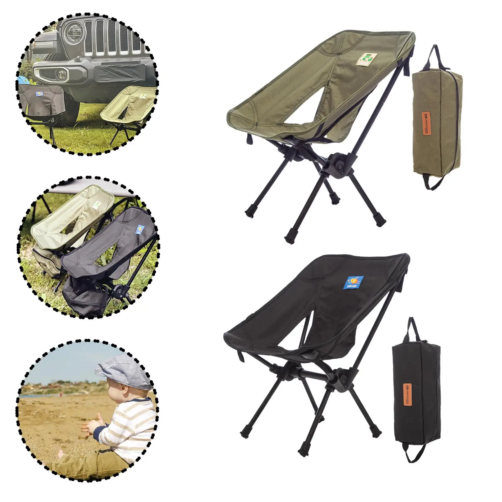 Aluminum Alloy Frame Camping Chair Stool Folding W/Storage Pouch Outdoor Children Seat for Travel Fishing Hiking Beach Barbecue