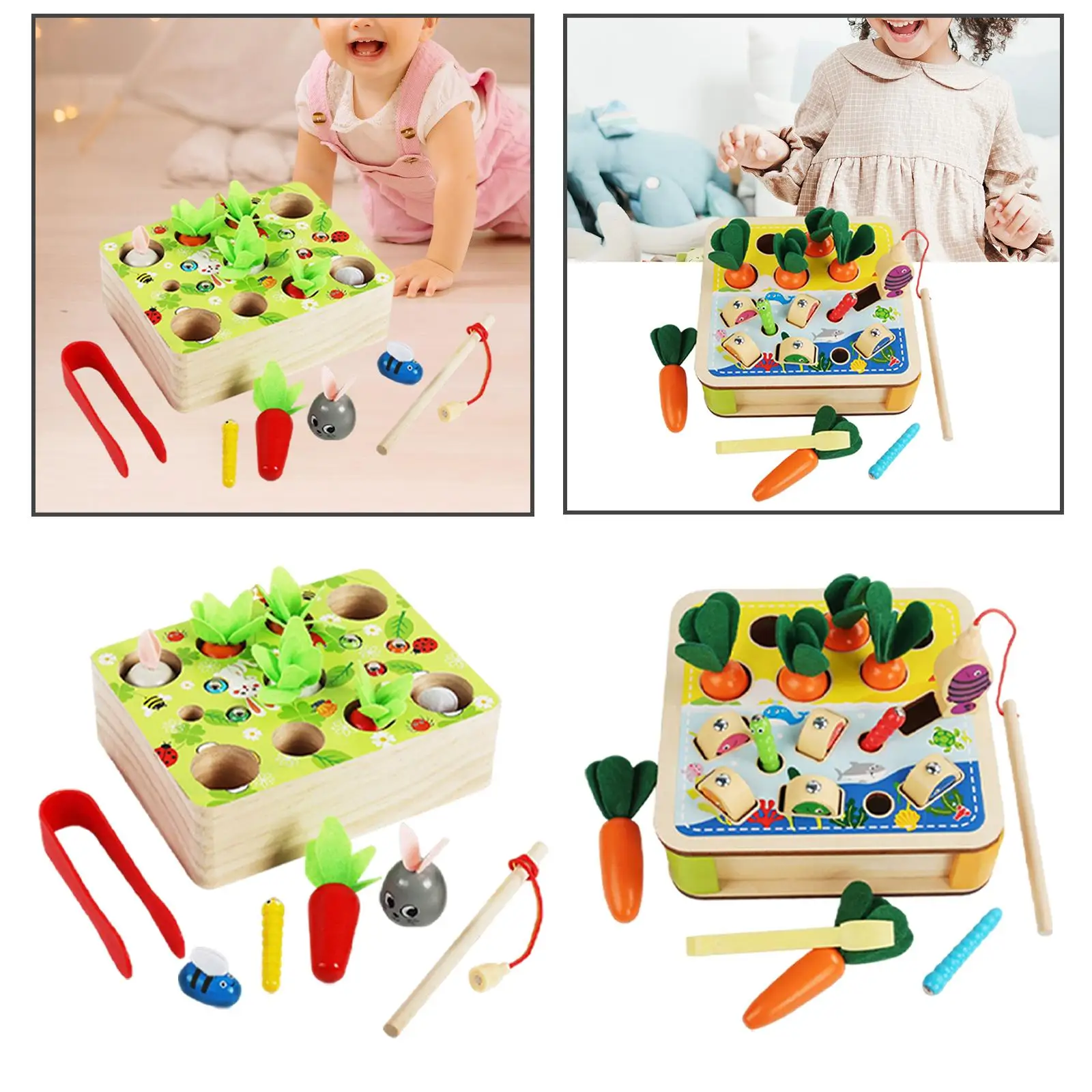 Pulling Carrot Toy Parent Child Interactive Fine Motor Skill Early Educational Toys Counting Fishing Game for 3 4 5 6 Gifts