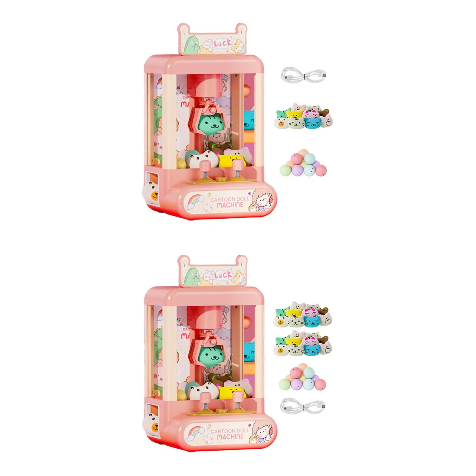 Kids Claw Machine Party Favors Children Interactive Toys Doll Machine with Sounds Mini Vending Machines for Girls Holiday Gifts