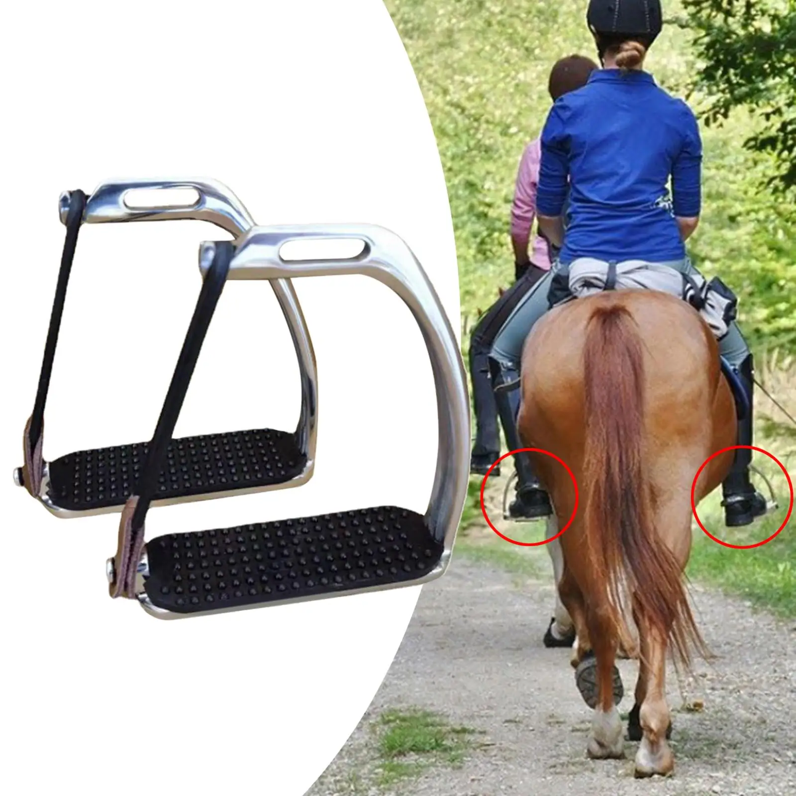 2Pcs Horse Pedal Training Tool with Rubber Pad Durable Non Slip Horse Riding Stirrups for Equestrian Sports Outdoor Equipment
