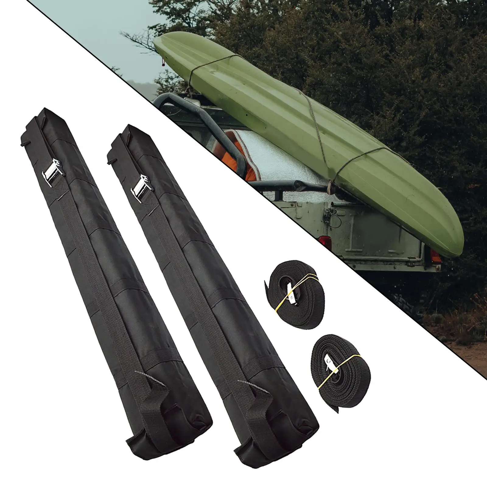 Kayak Roof Rack Pads Universal Car Soft Roof Rack with Tie Down Straps for Canoe Surfboard Paddleboard Snowboard Water Sports
