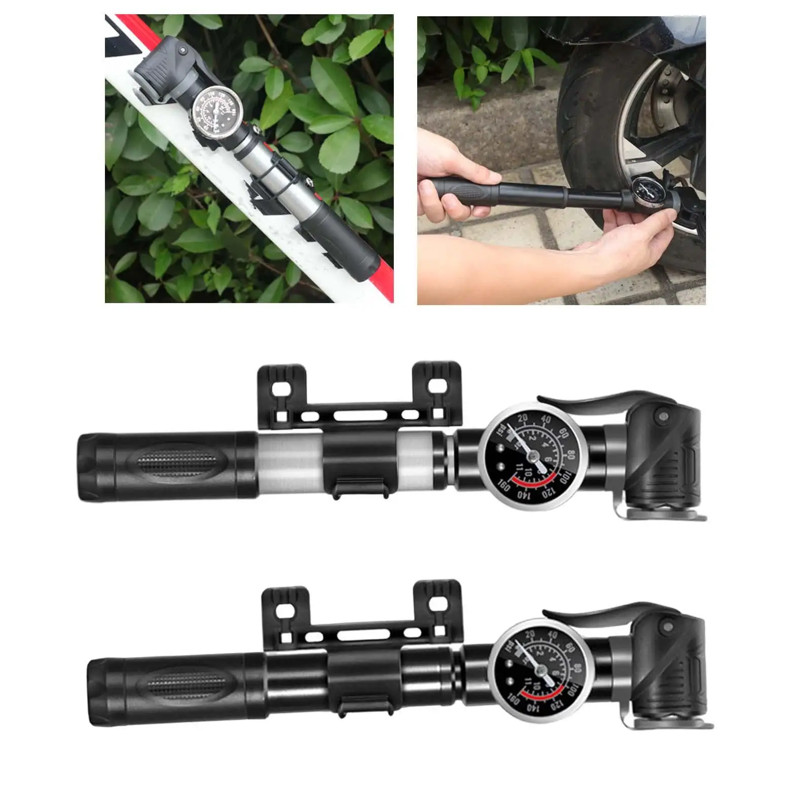 Bicycle Pump Hand Air Pump Pressure Gauge Cycling Tire Inflator for Schrader Presta Valve Portable Mini MTB Bike Pump