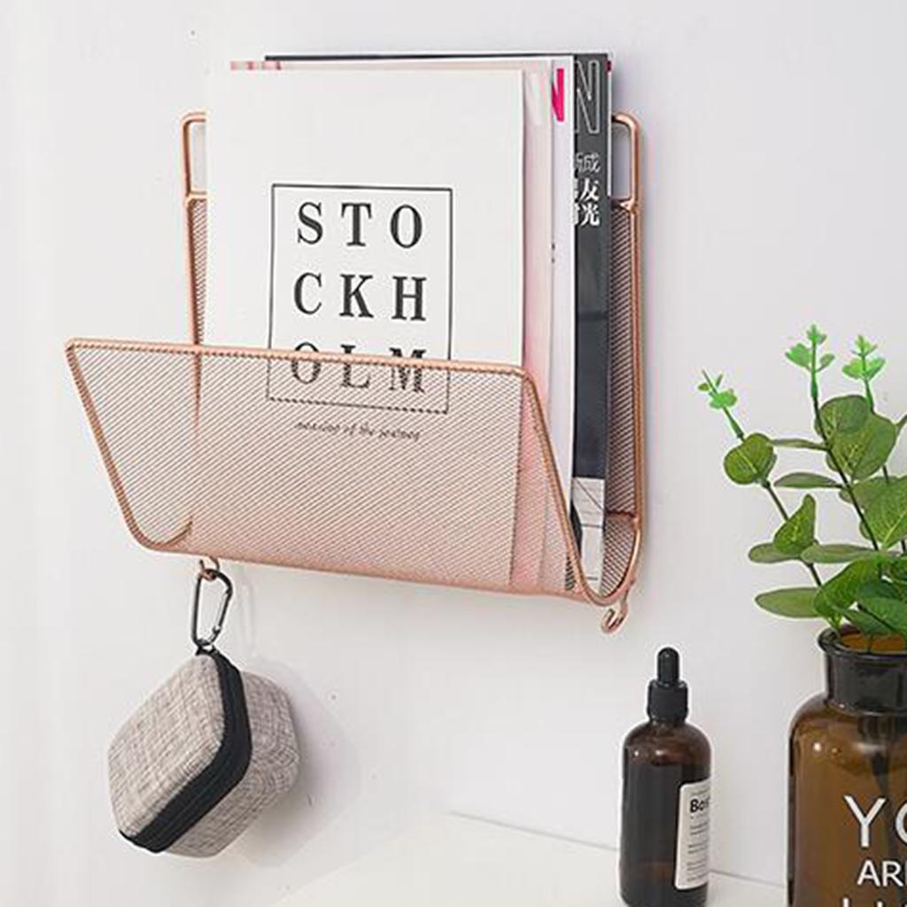 Wire Iron Magazine Holder Rack Home Wall Mounted Newspaper Organizer Booshelf Bookcase