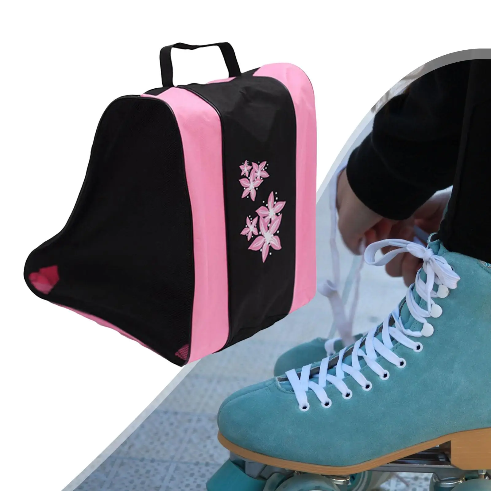 Portable Unisex Roller Skate Bag 3-Layer Storage Bag Skate Carrying Bag