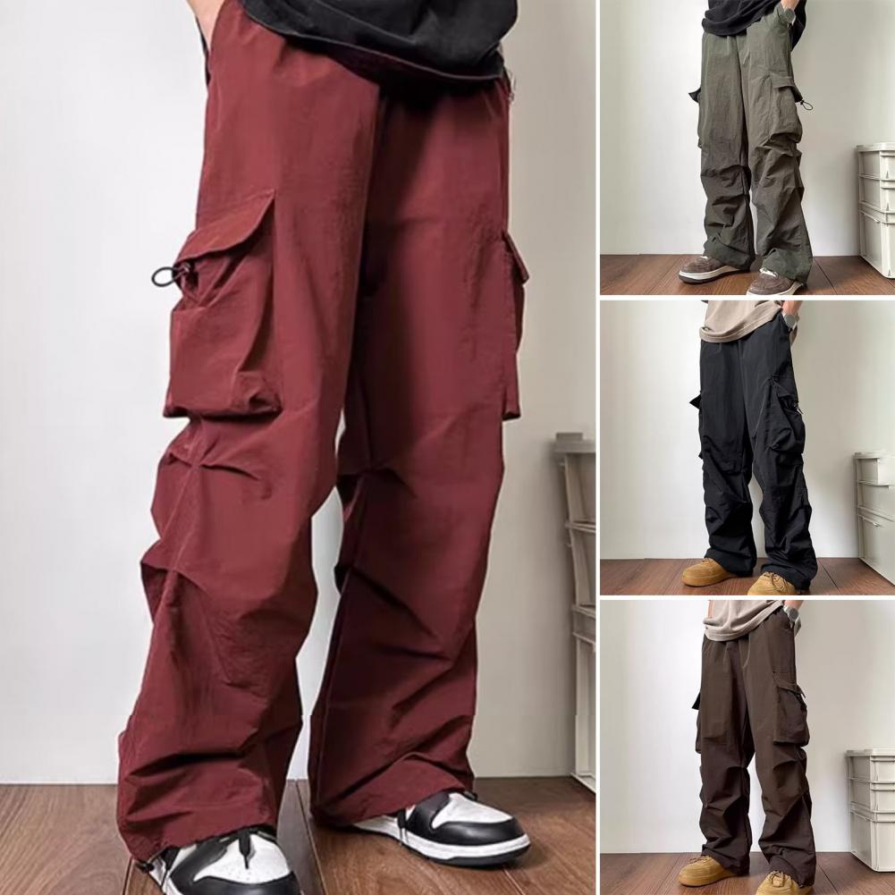 Description Picture 3 of itemOutdoor Sports Overalls Vintage-inspired Men's Cargo Pants Oversized Wide Leg Multi Pockets Soft Breathable Fabric for High