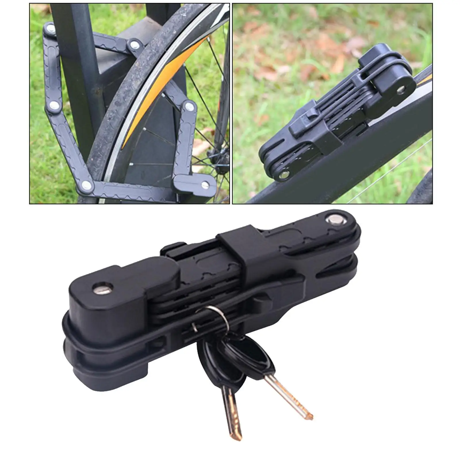 Steel Lightweight Key Folding Bike Lock, Steel Joints Bike Lock High Security Hardened Steel with two keys and Accessories