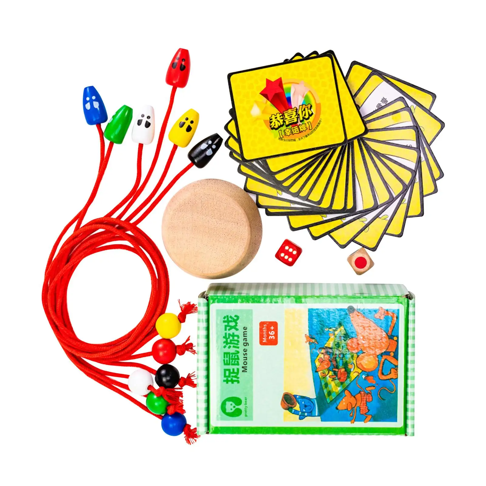 Wooden Mouse Catching Game Early Leaning Education Toy Develop Fine Motor Skills Desktop Game for Girls Teens Adults Boy