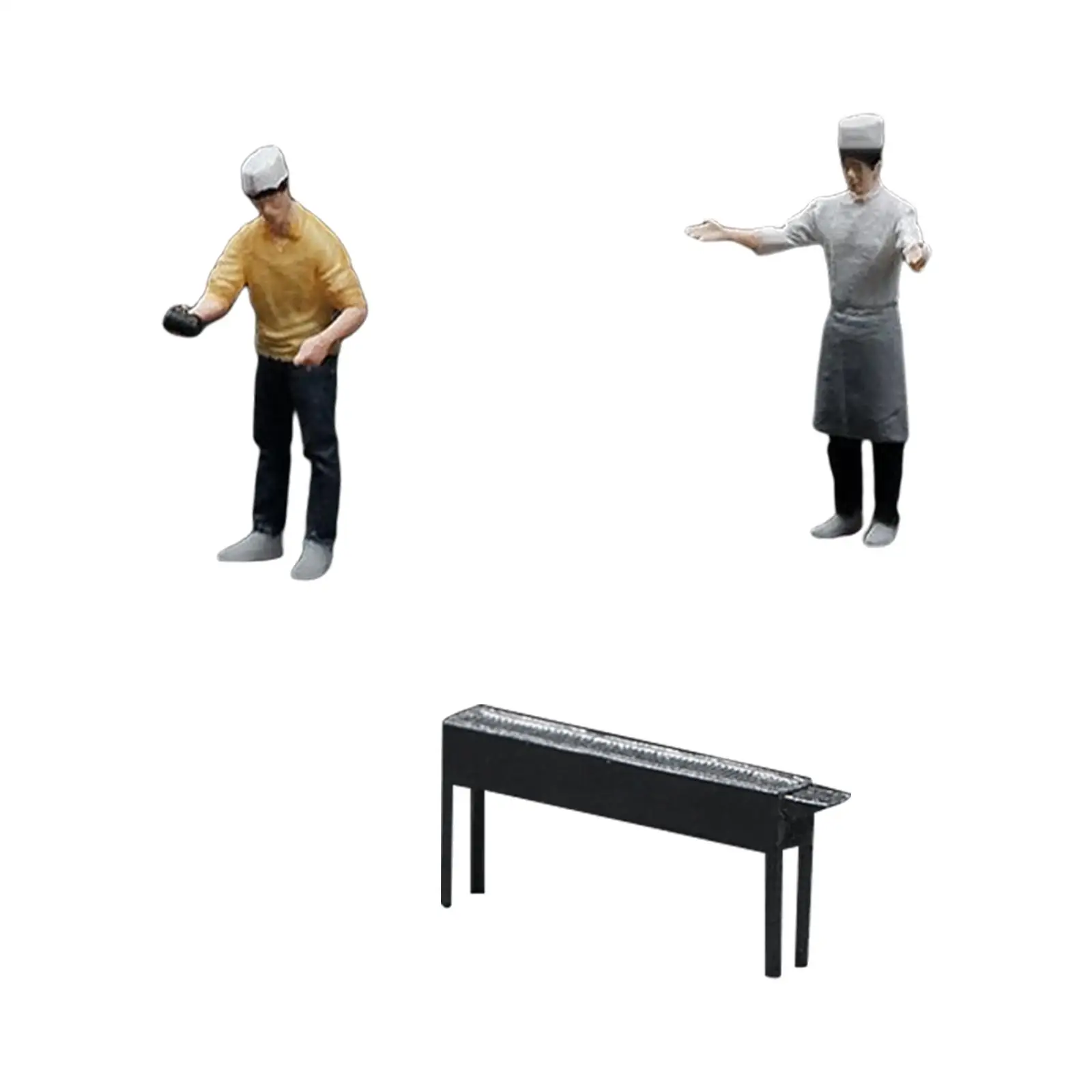 Hand Painted 1:64 BBQ Chef Figure Collections Miniature Scenes Layout Desktop Ornament Movie Props S Gauge Dioramas Decoration