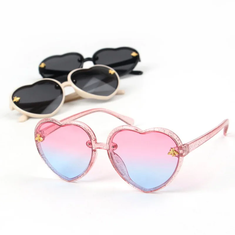 child safety seat Cute Kids Sunglasses Heart Glasses Light Color Gradient Lens Baby Sunglasses UV400 Eyewear Kids Accessories 3-8 Years teething toys for babies