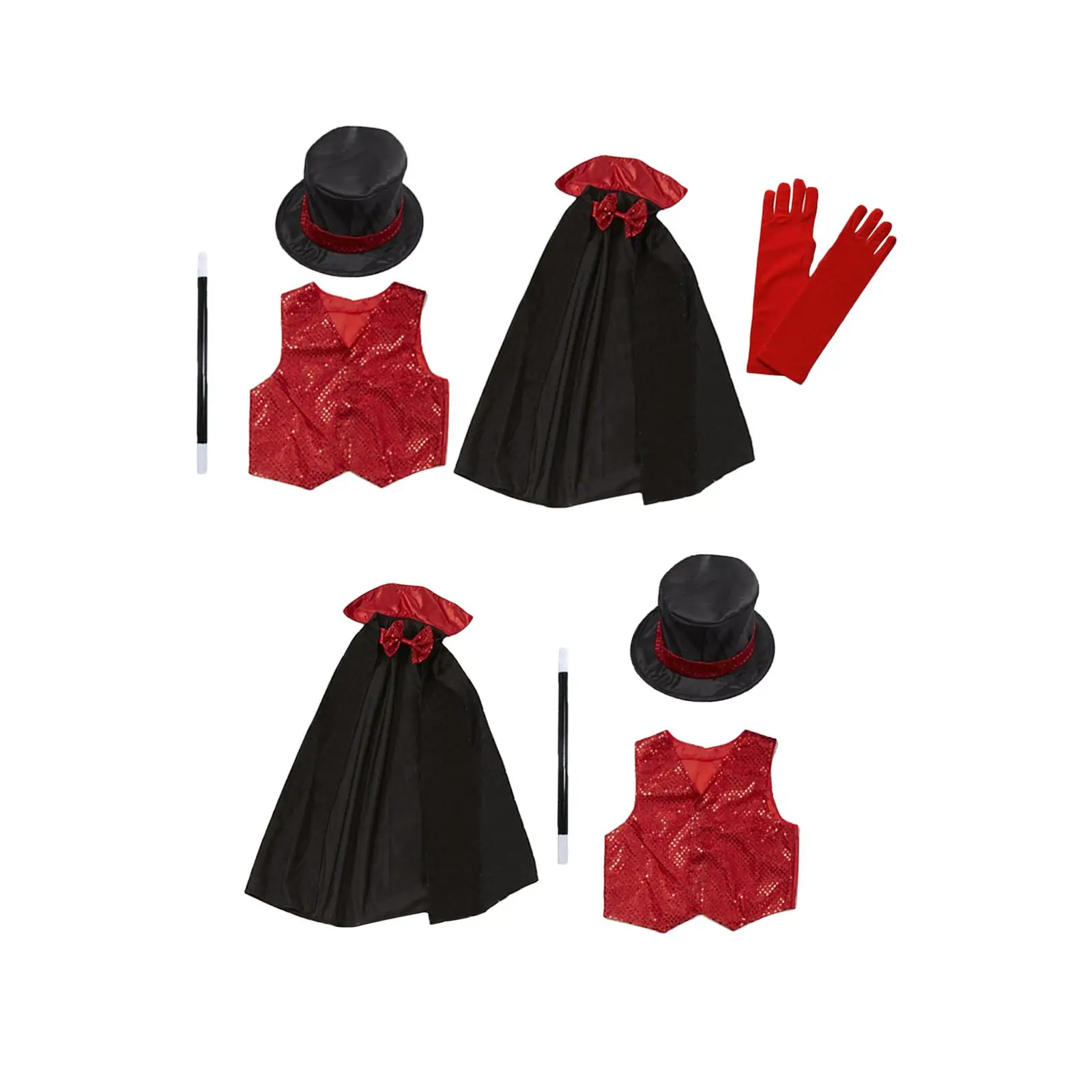 Magician Role party Cloak Cosplay Costume Dance Costume Set Stage Performance Magician Accessory Set for Christmas Kids