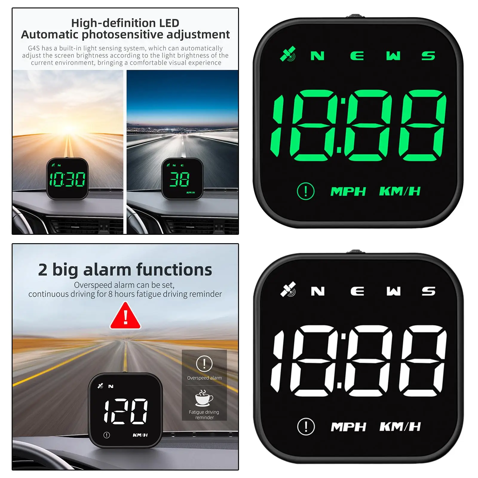 Car HUD Head up Display Tired Driving Alarm Multipurpose Car Accessories Universal over Speed Warning for Trucks Suvs Buses