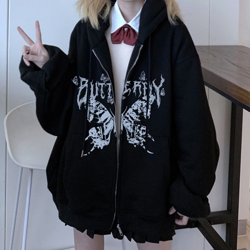 academia zip up moletom y2k harajuku grunge