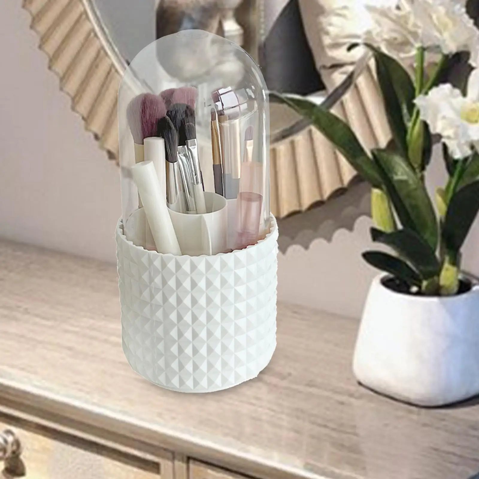 Make up Brush Organizer Dustproof Cosmetic Storage Box Desktop for Bedroom