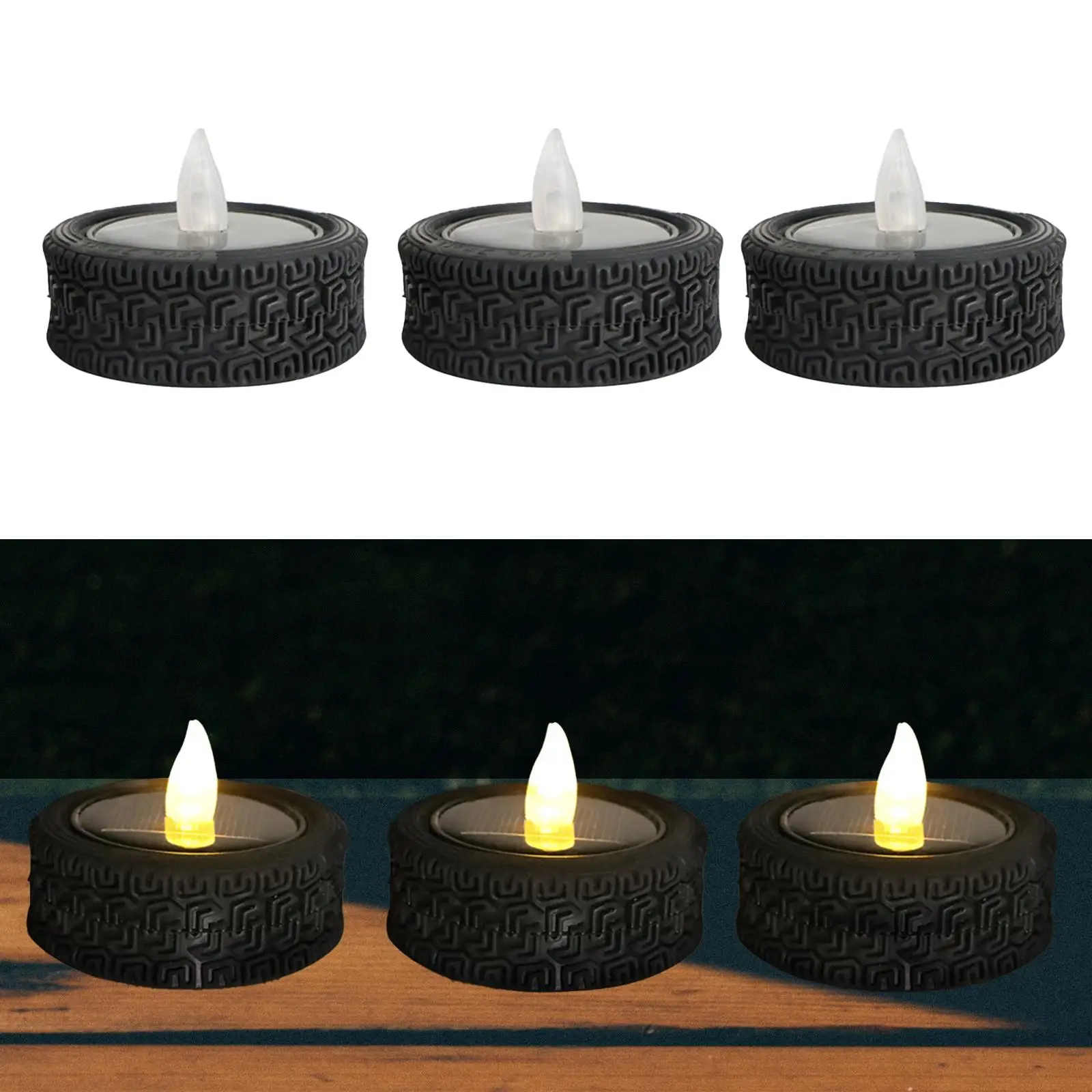 6Pcs LED Solar Candles Lantern Flickering Nightlight Flameless Tea Light Candle for Pathway Yard Camping Centerpiece