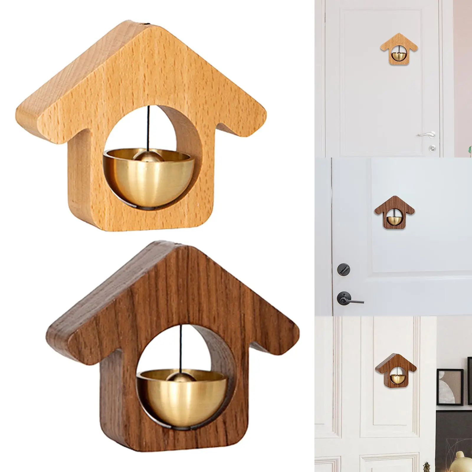 2pcs Wood Shopkeepers Bell Gate Bell Chime for Fridge Barn Door