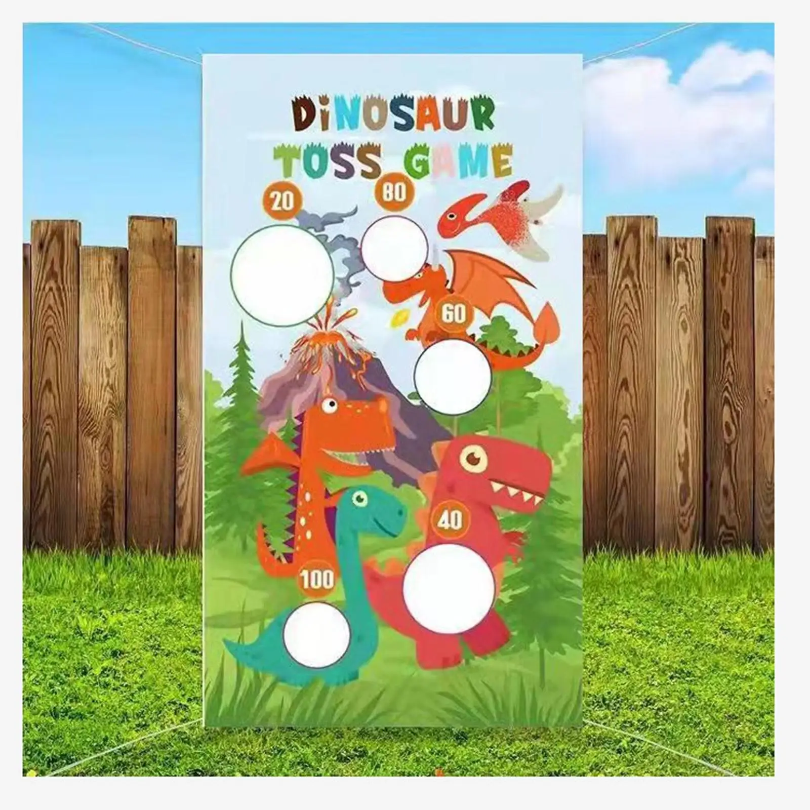 Dinosaur Throwing Game Banner Kit Family Gathering Camping Game for Outdoor