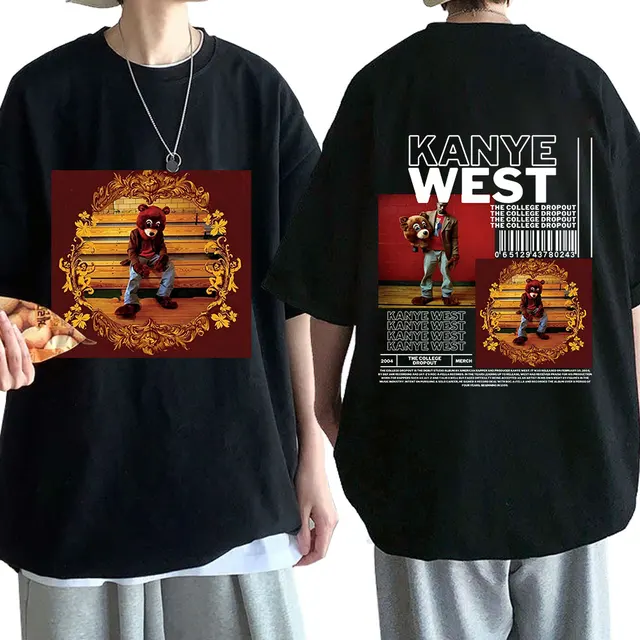 Unisex College Dropout Bear Tee Hip hop Tee Tshirt Rap Kanye West T shirt T  shirt Trends
