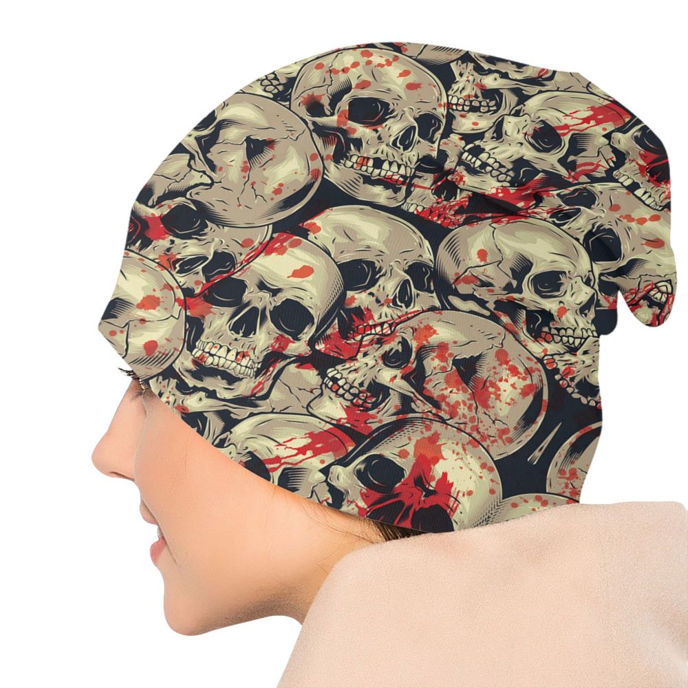 Benutzerdefinierte Schädel Druck Motorhaube Hüte Straße Stricken Hut Für Frauen Männer Winter Warme Horror Skeleton Tod Skullies Beanies Caps – Detail 29