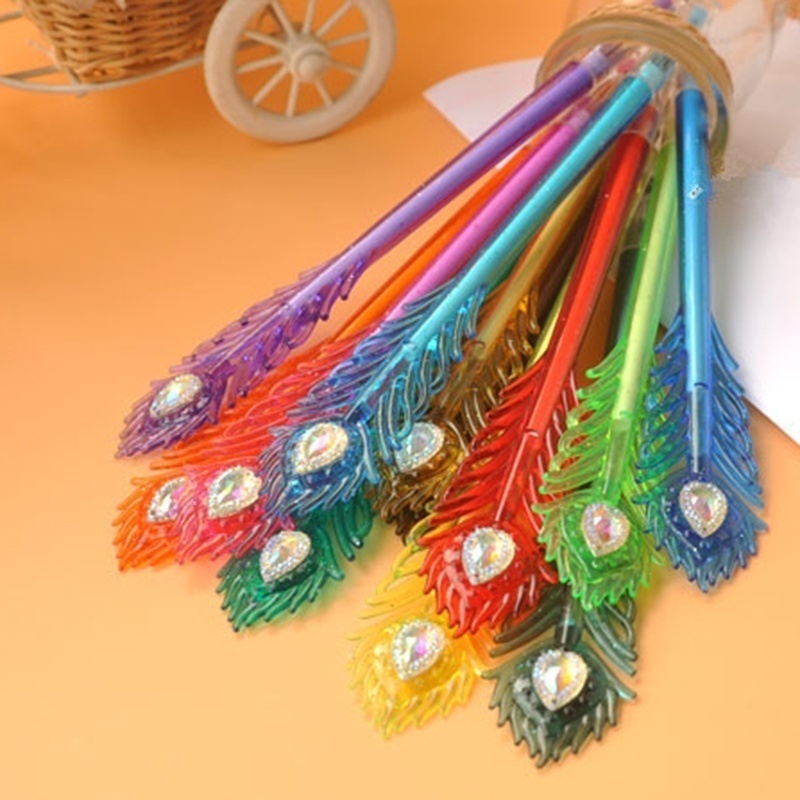 4 Stücke Schreibwaren Cartoon Schöne Pfauenfedern Stift 0,38mm Gel Stift Bunte Signierstift Schöne Geschenke Zufällig – Detail 4